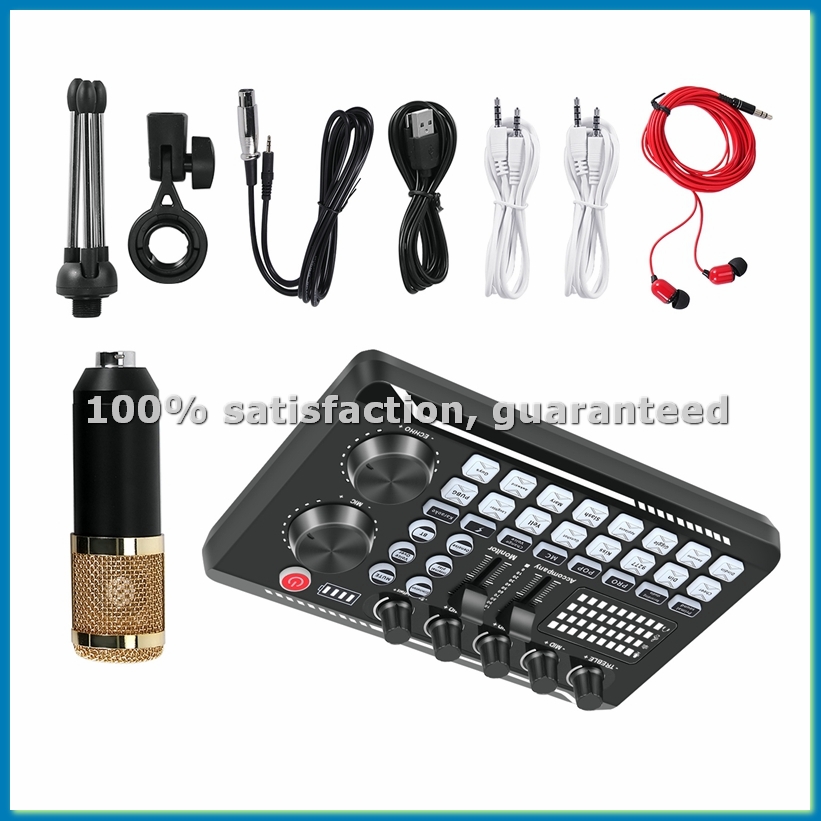 طقم بطاقة صوت F998، طقم ميكروف - مراجعة Condenser Microphone Kit وسعره