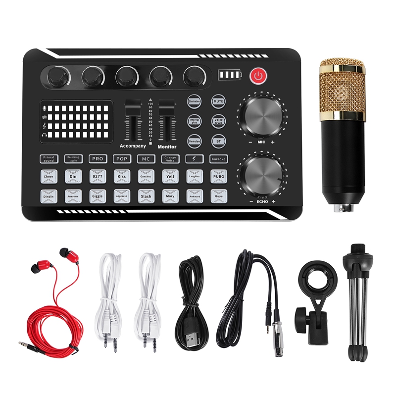 طقم بطاقة صوت F998، طقم ميكروف - مراجعة Condenser Microphone Kit وسعره