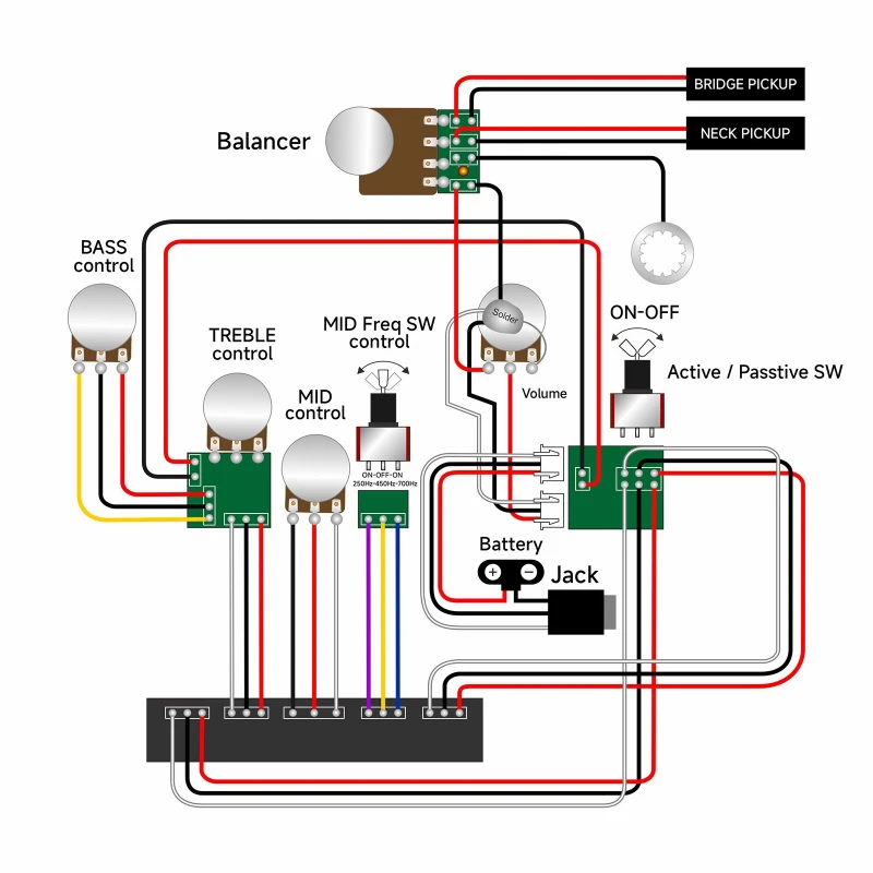 دائرة مضخم صوت جيتار باس ثلاثي - مراجعة Passive Preamp وسعره